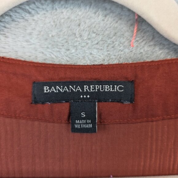 Banana Republic Crinkle Velvet Top Women's S Muir Wood Relaxed Drop Shoulders - Picture 3 of 9